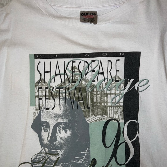 Vintage 90s Oregon Shakespeare Festival Shirt | Oneita Power-T | White | Large - Picture 2 of 2